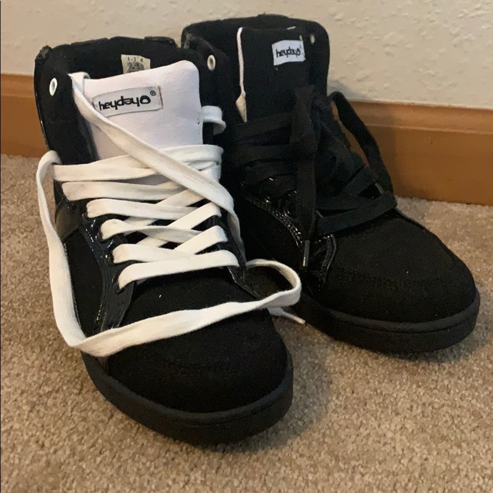 Heydey black and white high top sneakers